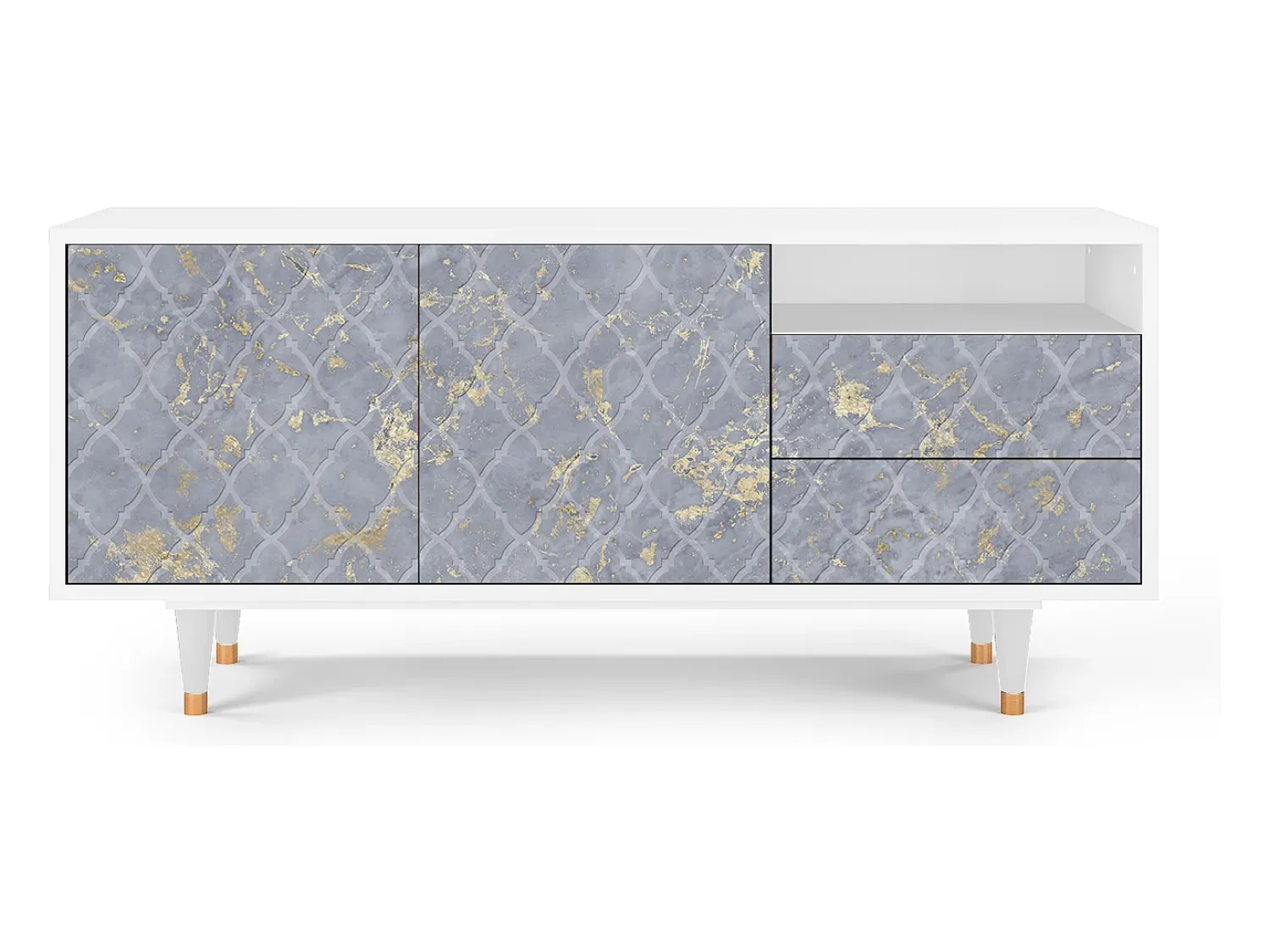 Móvel De Tv* Mueble de TV - 125х56х41 cm - T7 - Golden Smoke, Branco Bege