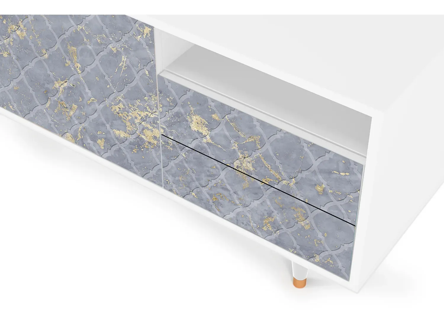Móvel De Tv* Mueble de TV - 125х56х41 cm - T7 - Golden Smoke, Branco Bege