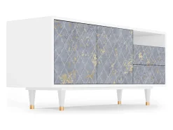 Móvel De Tv* Mueble de TV - 125х56х41 cm - T7 - Golden Smoke, Branco Bege