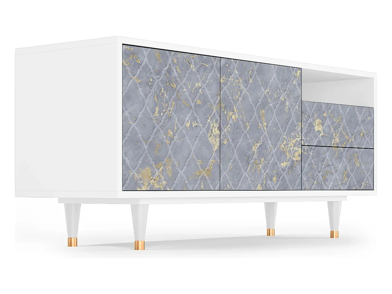 Móvel De Tv* Mueble de TV - 125х56х41 cm - T7 - Golden Smoke, Branco Bege