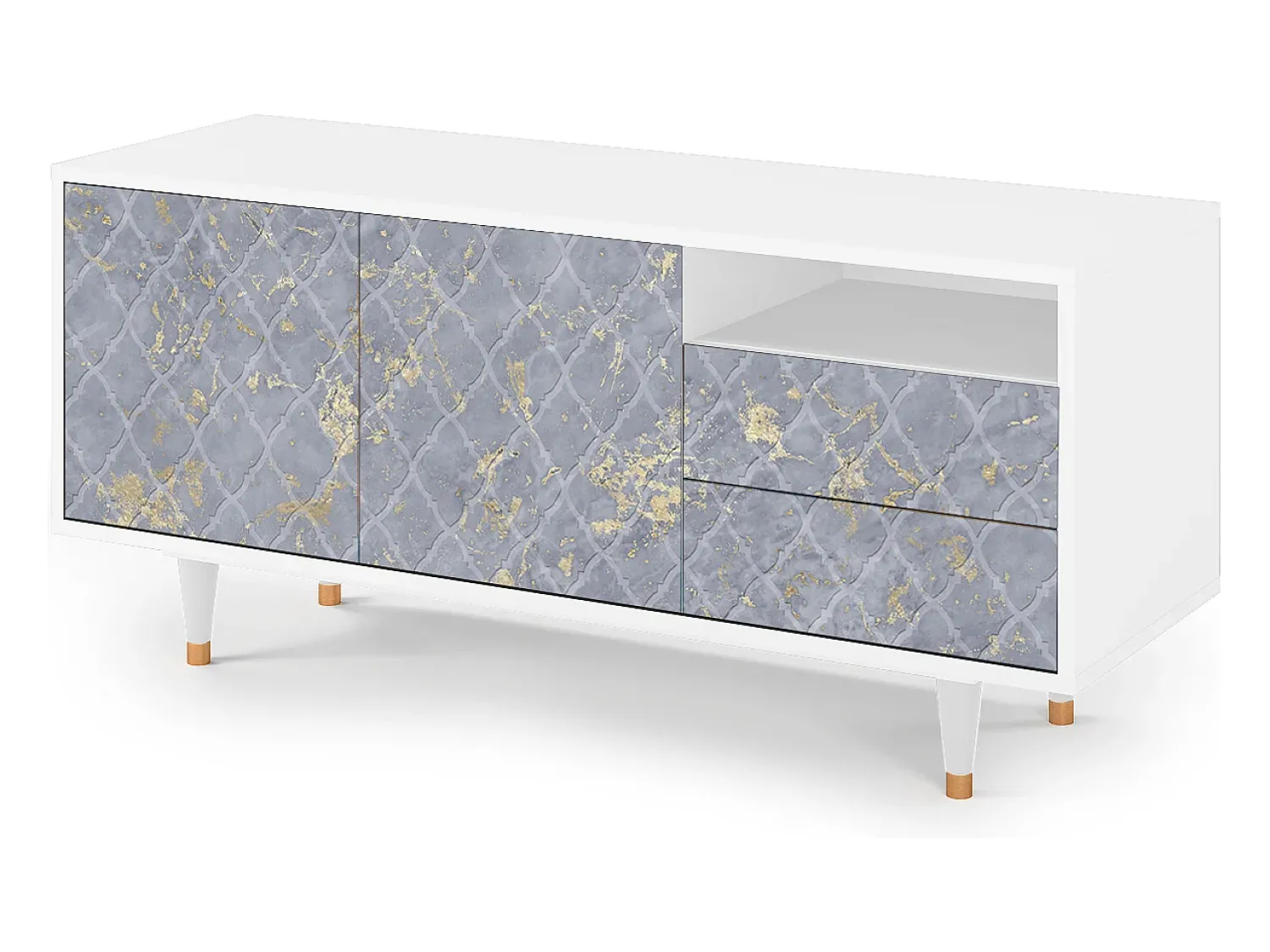 Móvel De Tv* Mueble de TV - 125х56х41 cm - T7 - Golden Smoke, Branco Bege