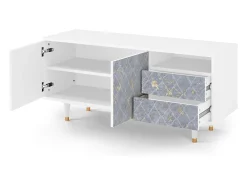 Móvel De Tv* Mueble de TV - 125х56х41 cm - T7 - Golden Smoke, Branco Bege