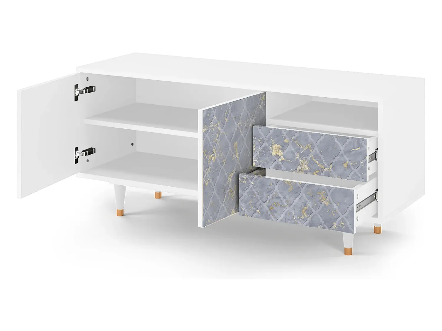 Móvel De Tv* Mueble de TV - 125х56х41 cm - T7 - Golden Smoke, Branco Bege