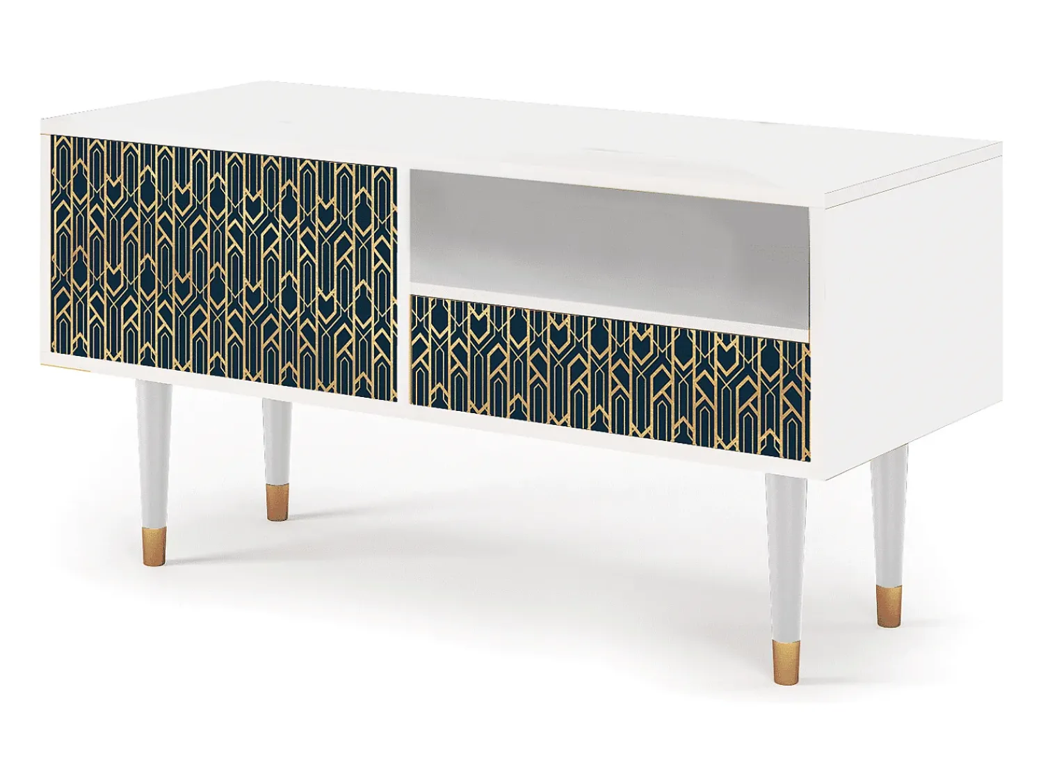 Móvel De Tv* Mueble de TV - 115х59х48 cm - T3 - Golden Empire, Branco Bege
