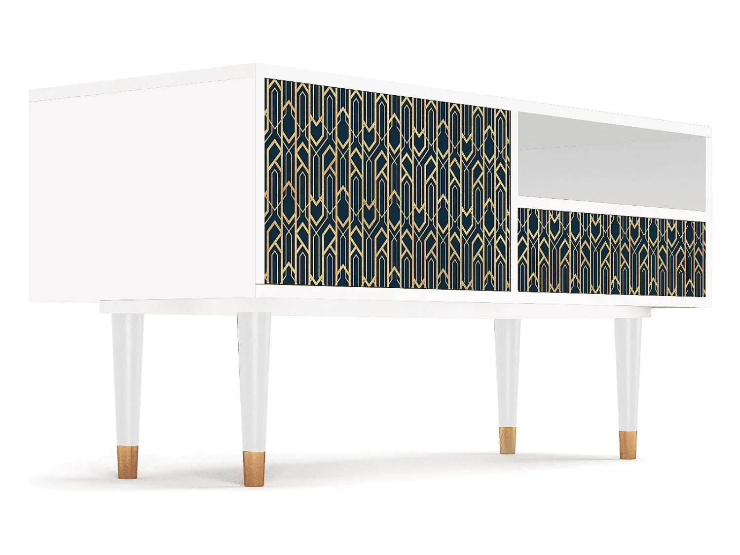 Móvel De Tv* Mueble de TV - 115х59х48 cm - T3 - Golden Empire, Branco Bege