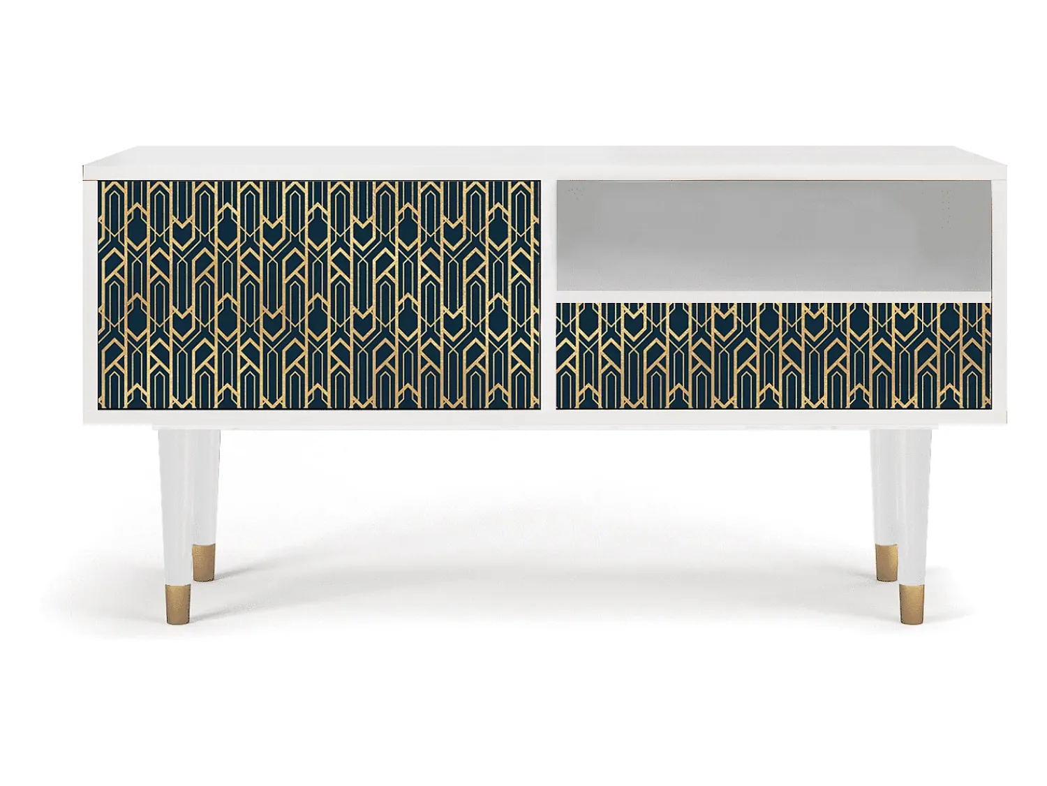 Móvel De Tv* Mueble de TV - 115х59х48 cm - T3 - Golden Empire, Branco Bege