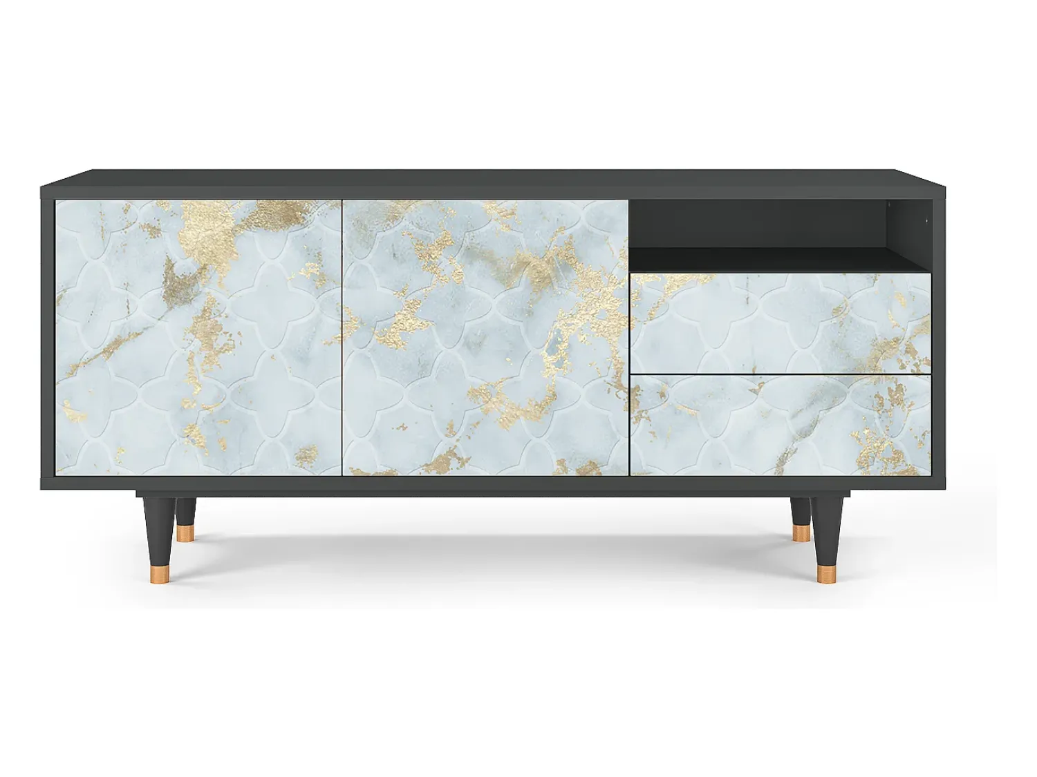 Móvel De Tv| Mueble de TV - 125х56х41 cm - T7 - Golden Waves, Antracite Cinza antracite