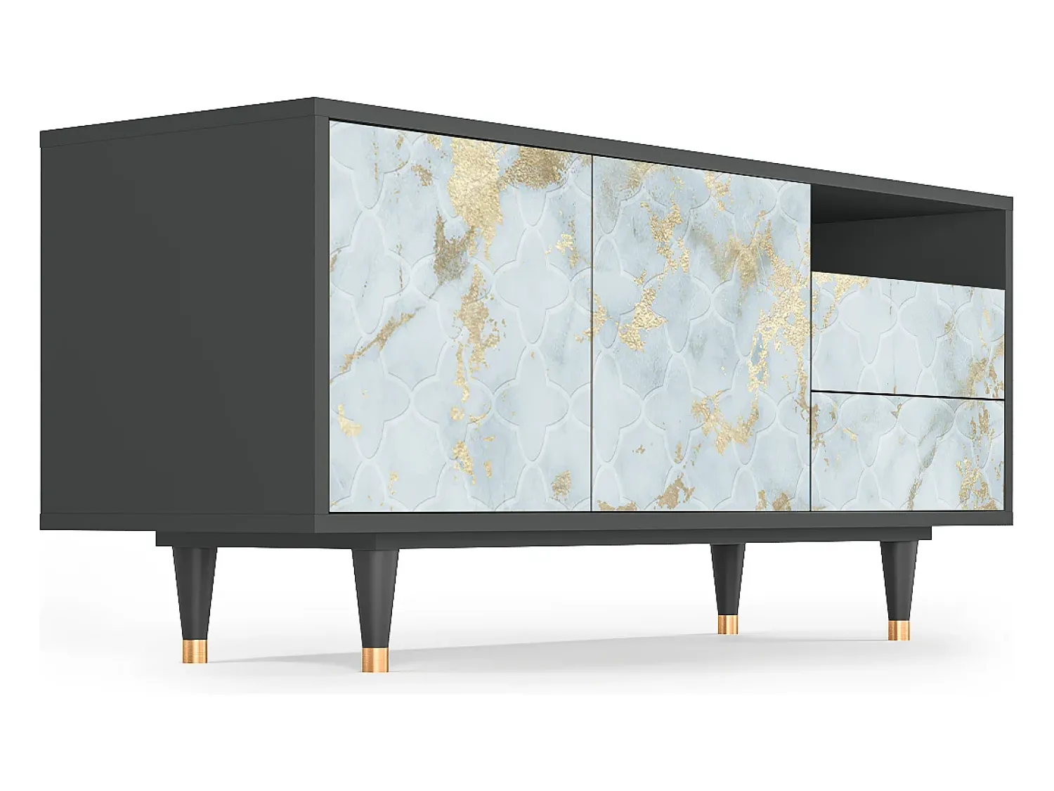 Móvel De Tv| Mueble de TV - 125х56х41 cm - T7 - Golden Waves, Antracite Cinza antracite