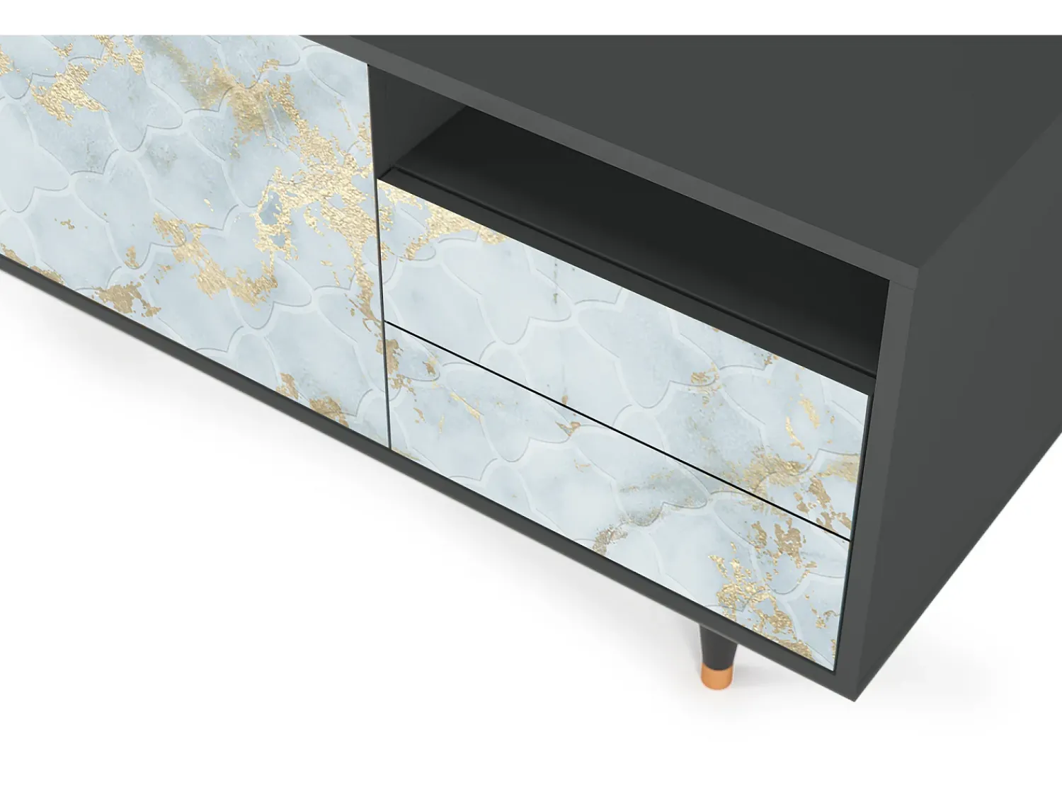 Móvel De Tv| Mueble de TV - 125х56х41 cm - T7 - Golden Waves, Antracite Cinza antracite
