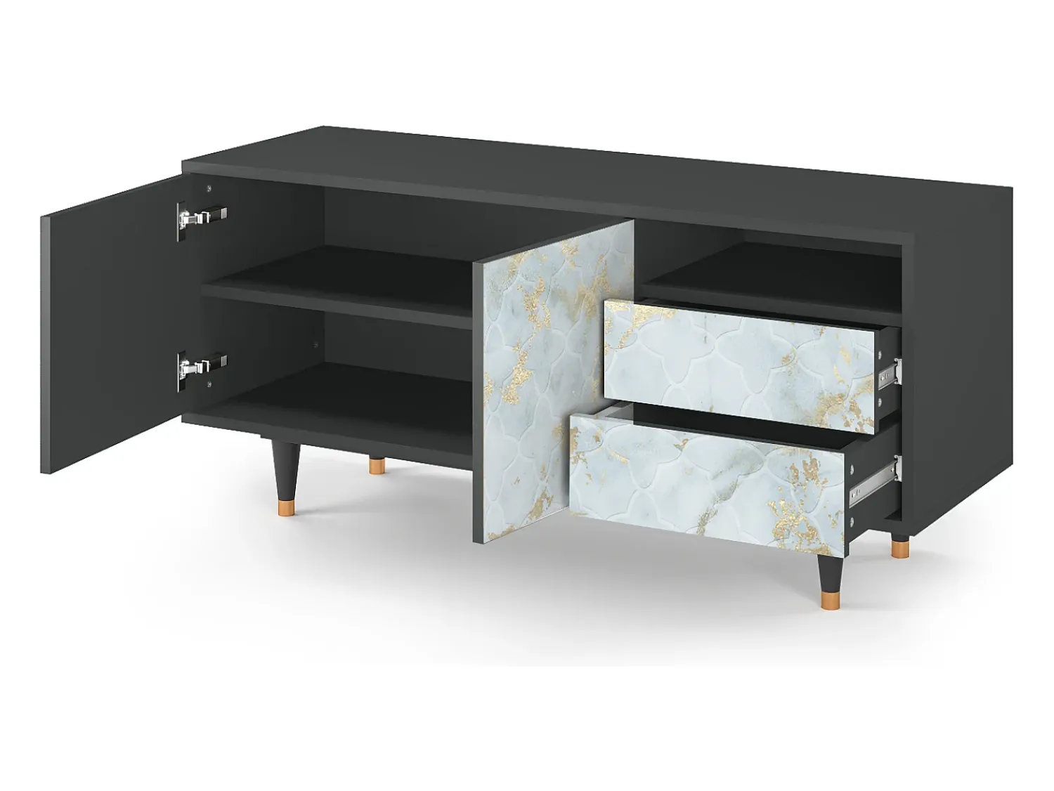 Móvel De Tv| Mueble de TV - 125х56х41 cm - T7 - Golden Waves, Antracite Cinza antracite