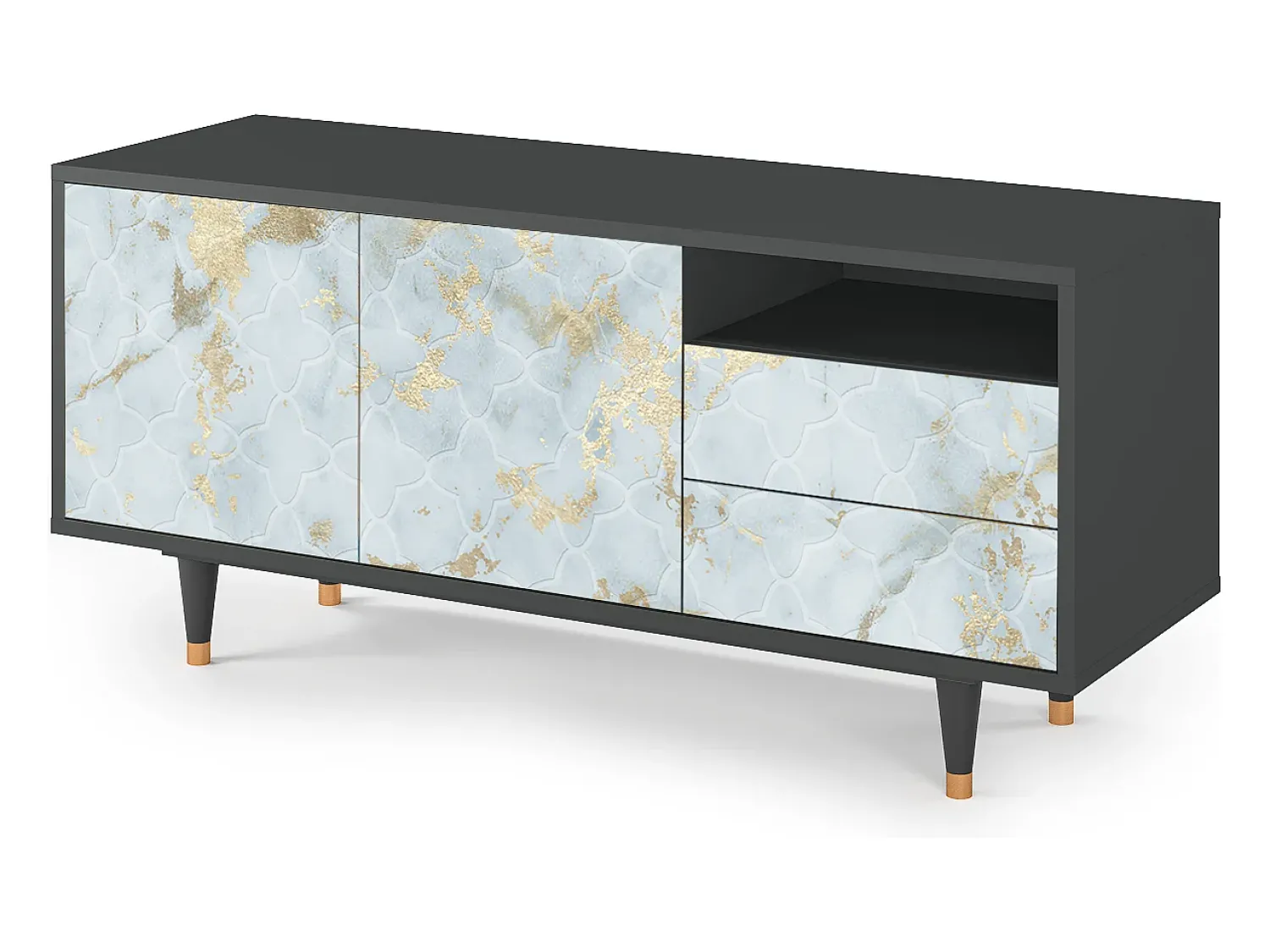 Móvel De Tv| Mueble de TV - 125х56х41 cm - T7 - Golden Waves, Antracite Cinza antracite