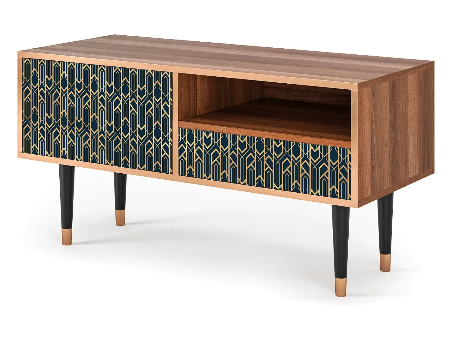 Móvel De Tv* Mueble de TV - 115х59х48 cm - T3 - Golden Empire, Nogueira Castanho