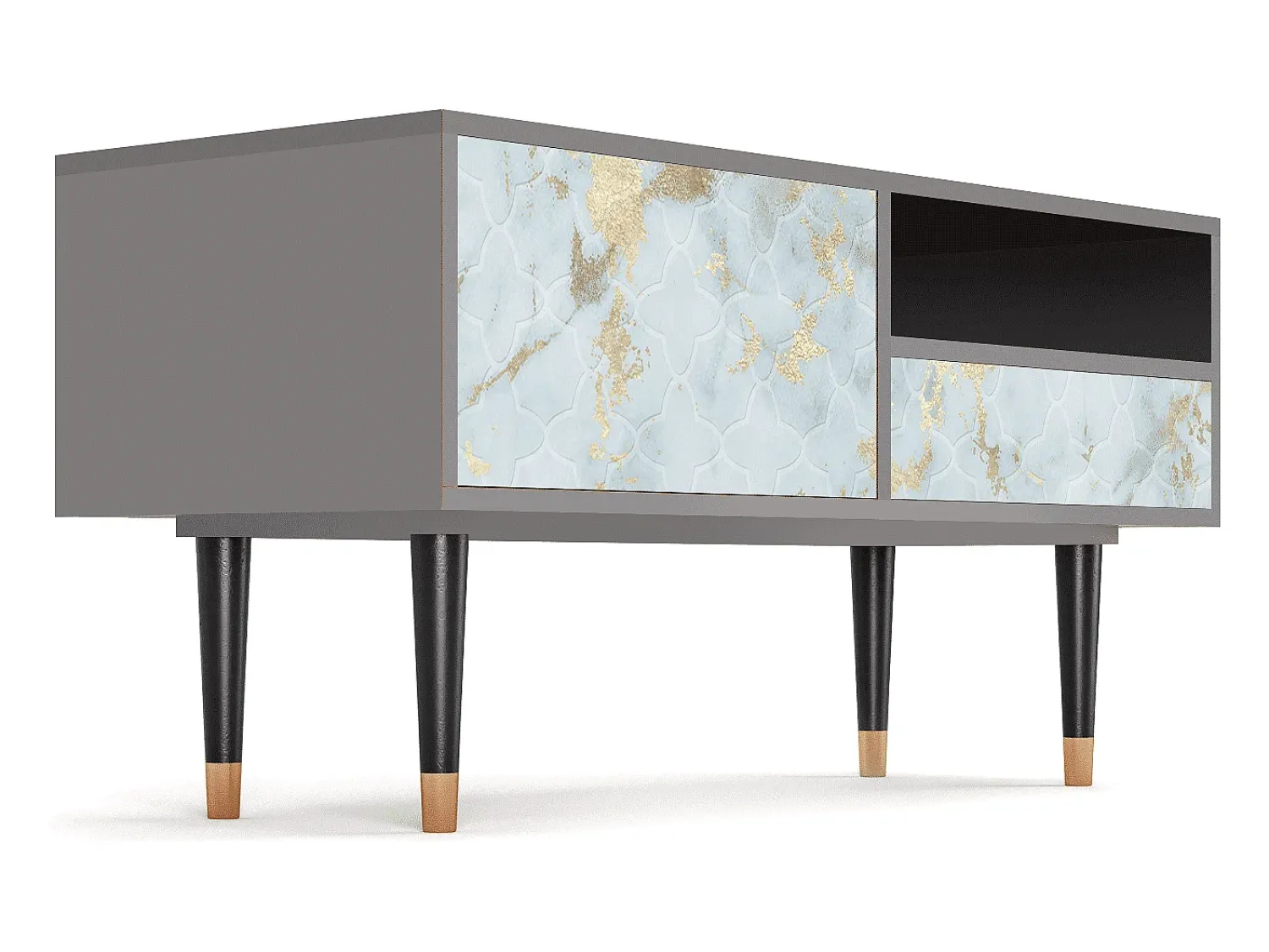 Mueble de TV - 115х59х48 cm - T3 - Golden Waves, Cinza^ Móvel De Tv
