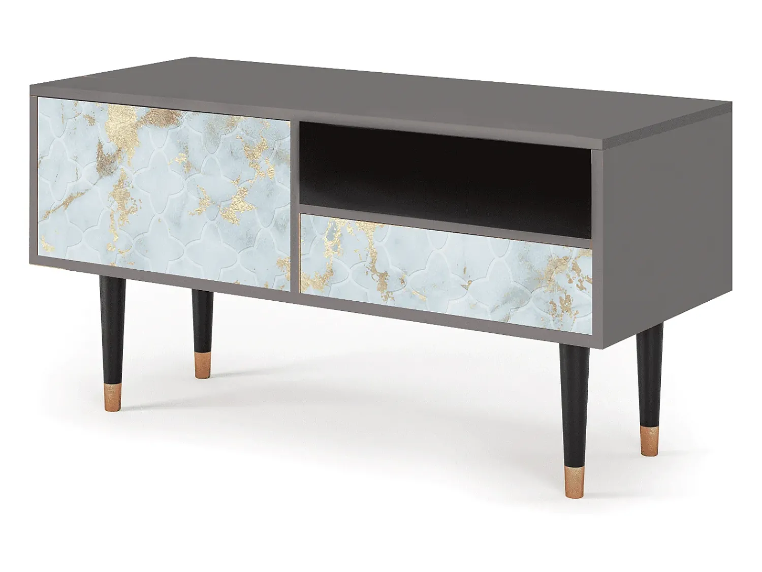 Mueble de TV - 115х59х48 cm - T3 - Golden Waves, Cinza^ Móvel De Tv