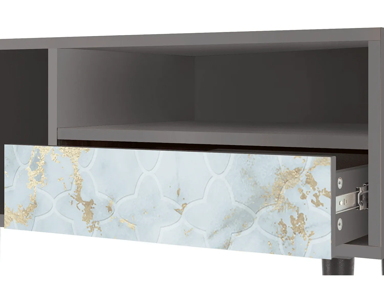 Mueble de TV - 115х59х48 cm - T3 - Golden Waves, Cinza^ Móvel De Tv