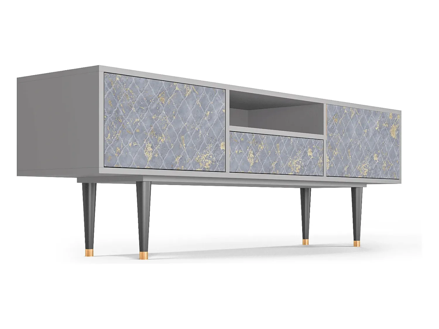 Móvel De Tv* Mueble de TV - 170х59х41 cm - T6 - Golden Smoke, Cinza Cinzento