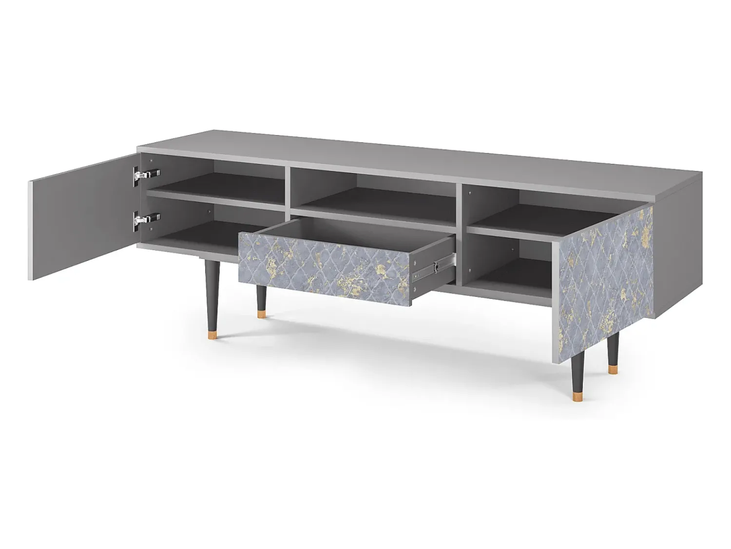 Móvel De Tv* Mueble de TV - 170х59х41 cm - T6 - Golden Smoke, Cinza Cinzento