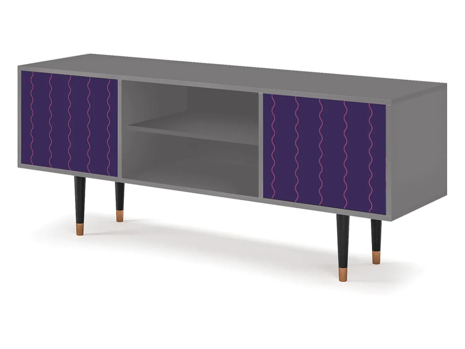 Móvel De Tv| Mueble de TV - 170х69х48 cm - T2 - Grape Maccaroni, Cinza Cinzento