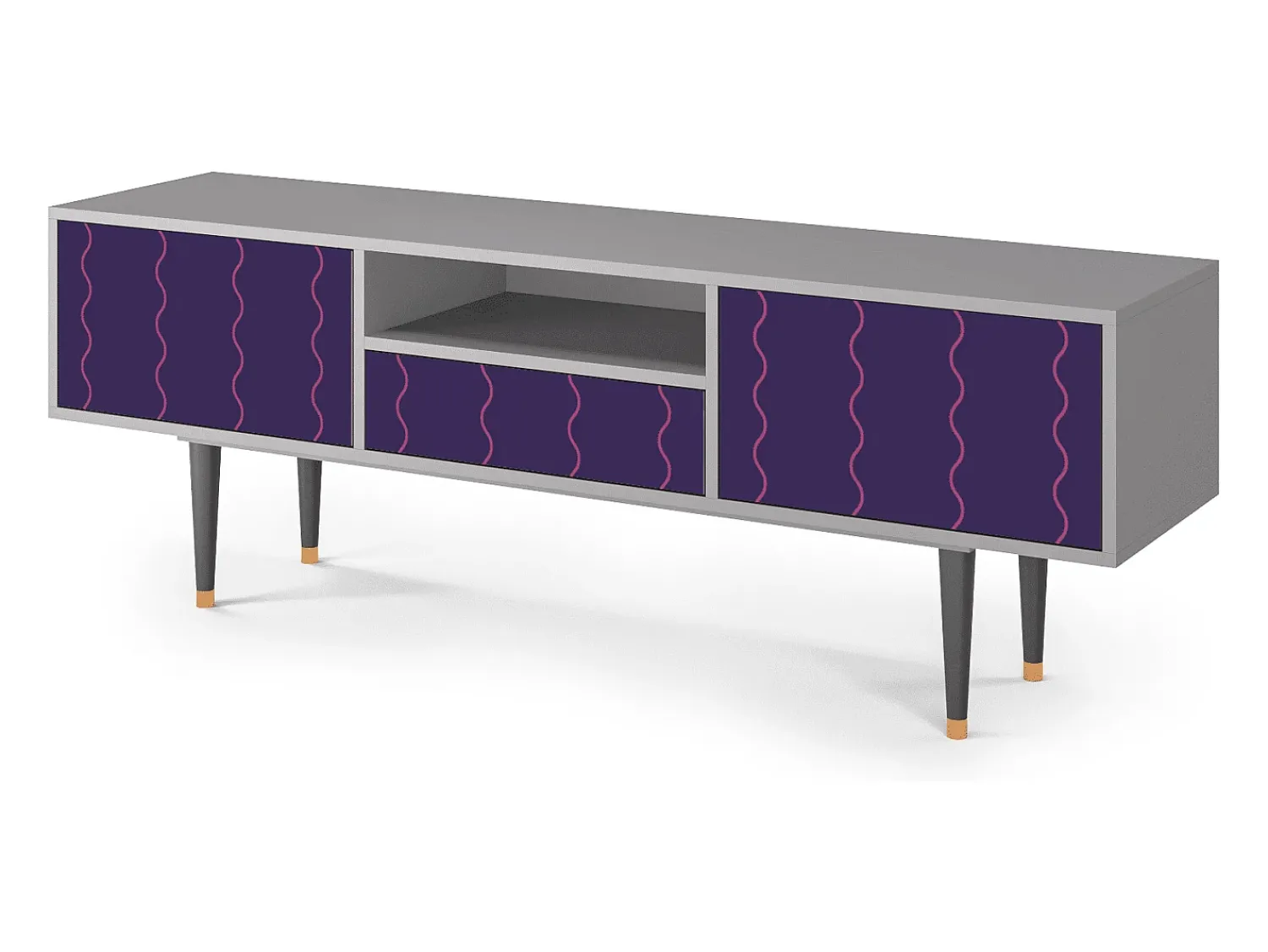 Móvel De Tv* Mueble de TV - 170х59х41 cm - T6 - Grape Maccaroni, Cinza Cinzento