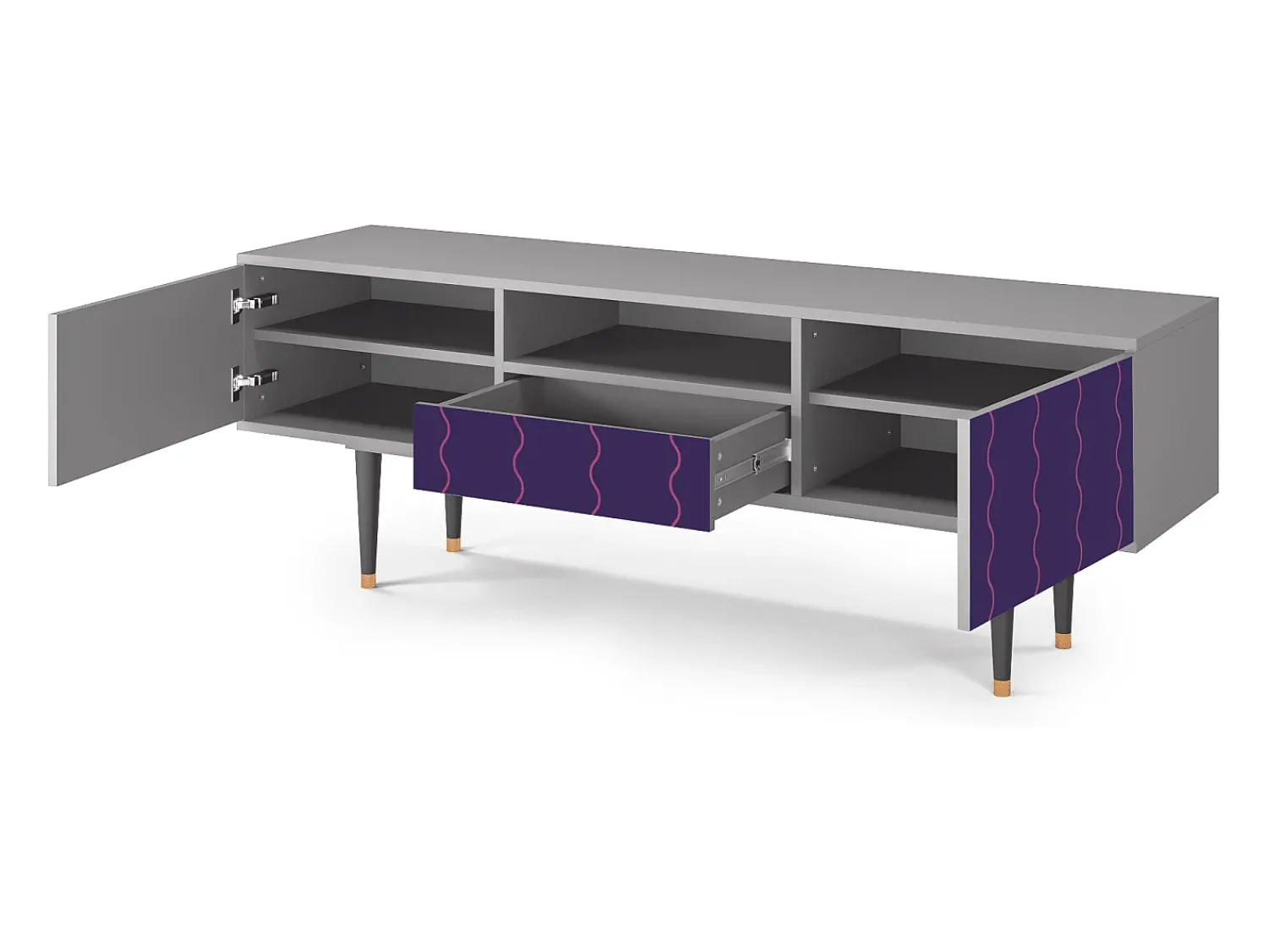 Móvel De Tv* Mueble de TV - 170х59х41 cm - T6 - Grape Maccaroni, Cinza Cinzento