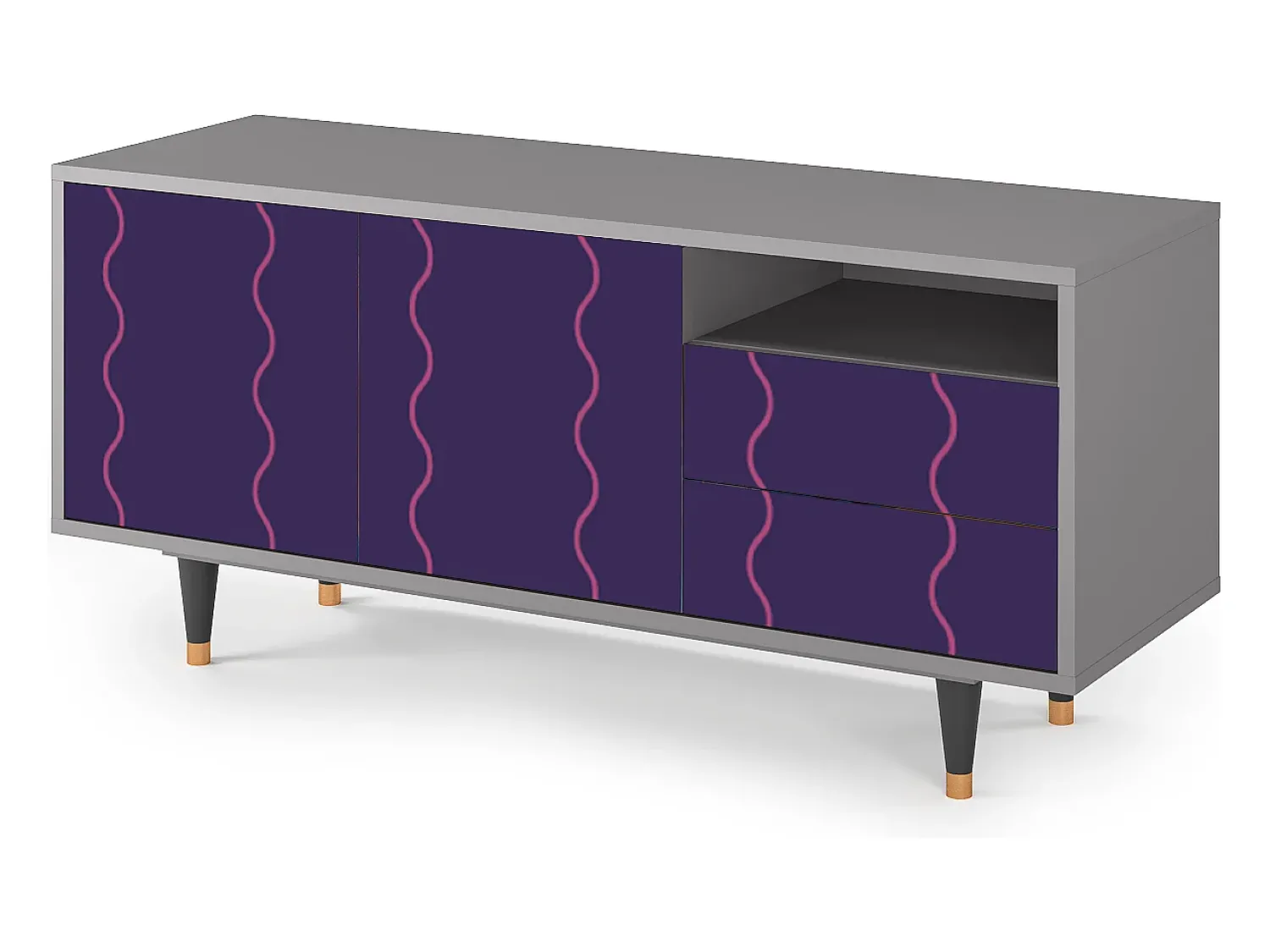 Mueble de TV - 125х56х41 cm - T7 - Grape Maccaroni, Cinza^ Móvel De Tv