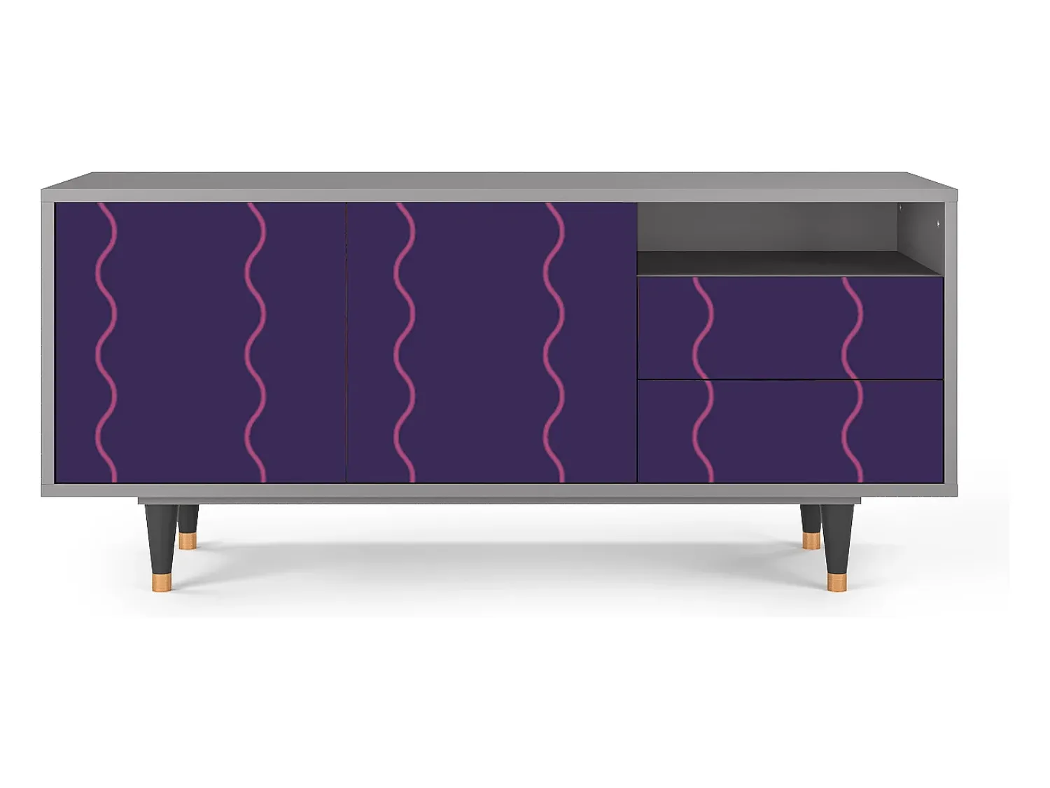 Mueble de TV - 125х56х41 cm - T7 - Grape Maccaroni, Cinza^ Móvel De Tv