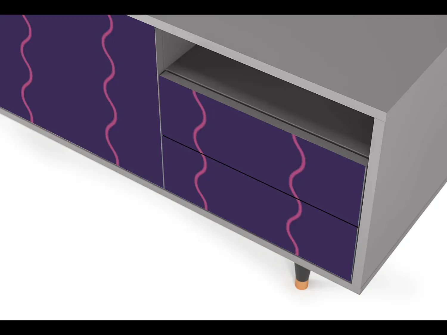 Mueble de TV - 125х56х41 cm - T7 - Grape Maccaroni, Cinza^ Móvel De Tv