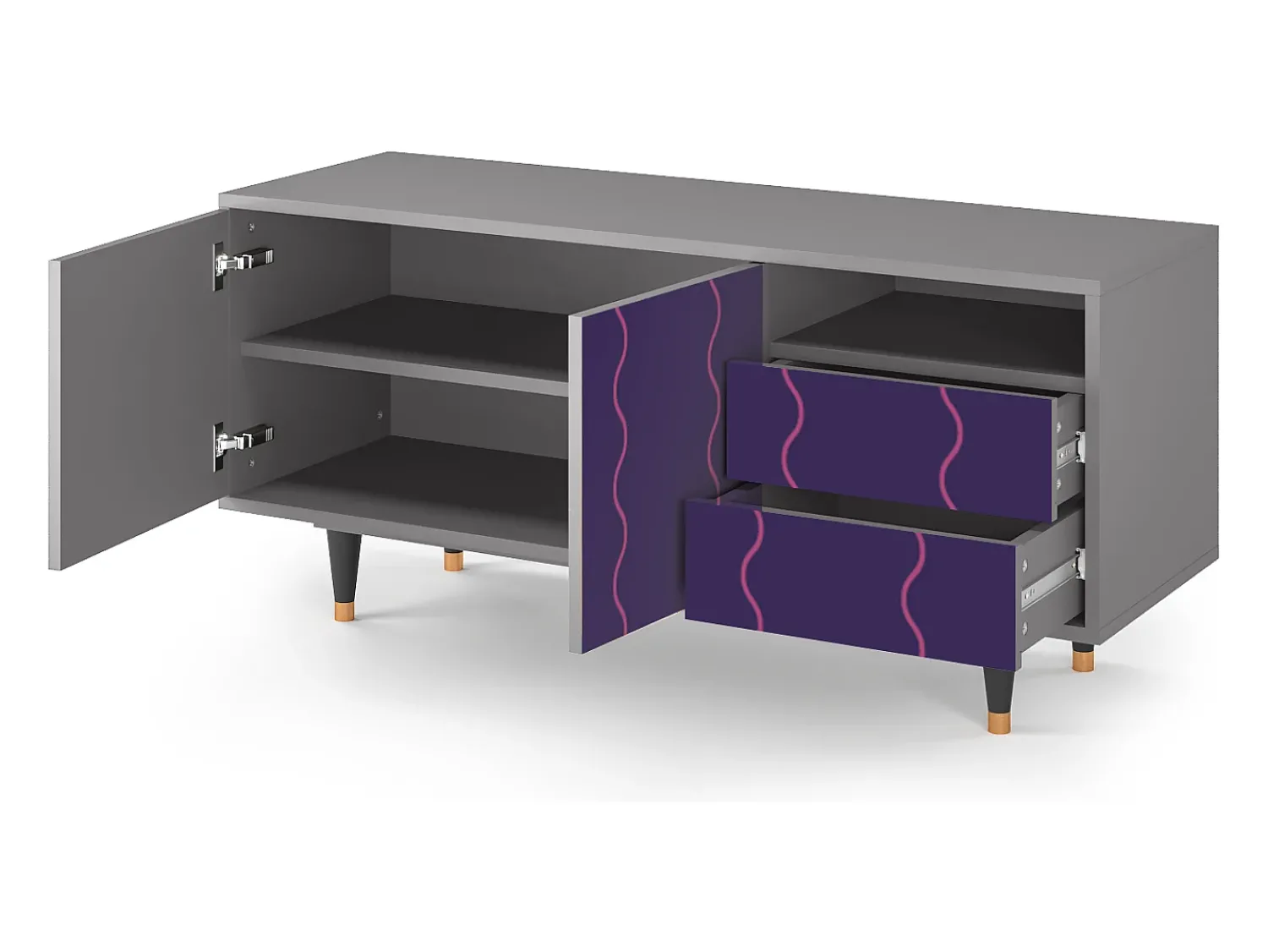 Mueble de TV - 125х56х41 cm - T7 - Grape Maccaroni, Cinza^ Móvel De Tv