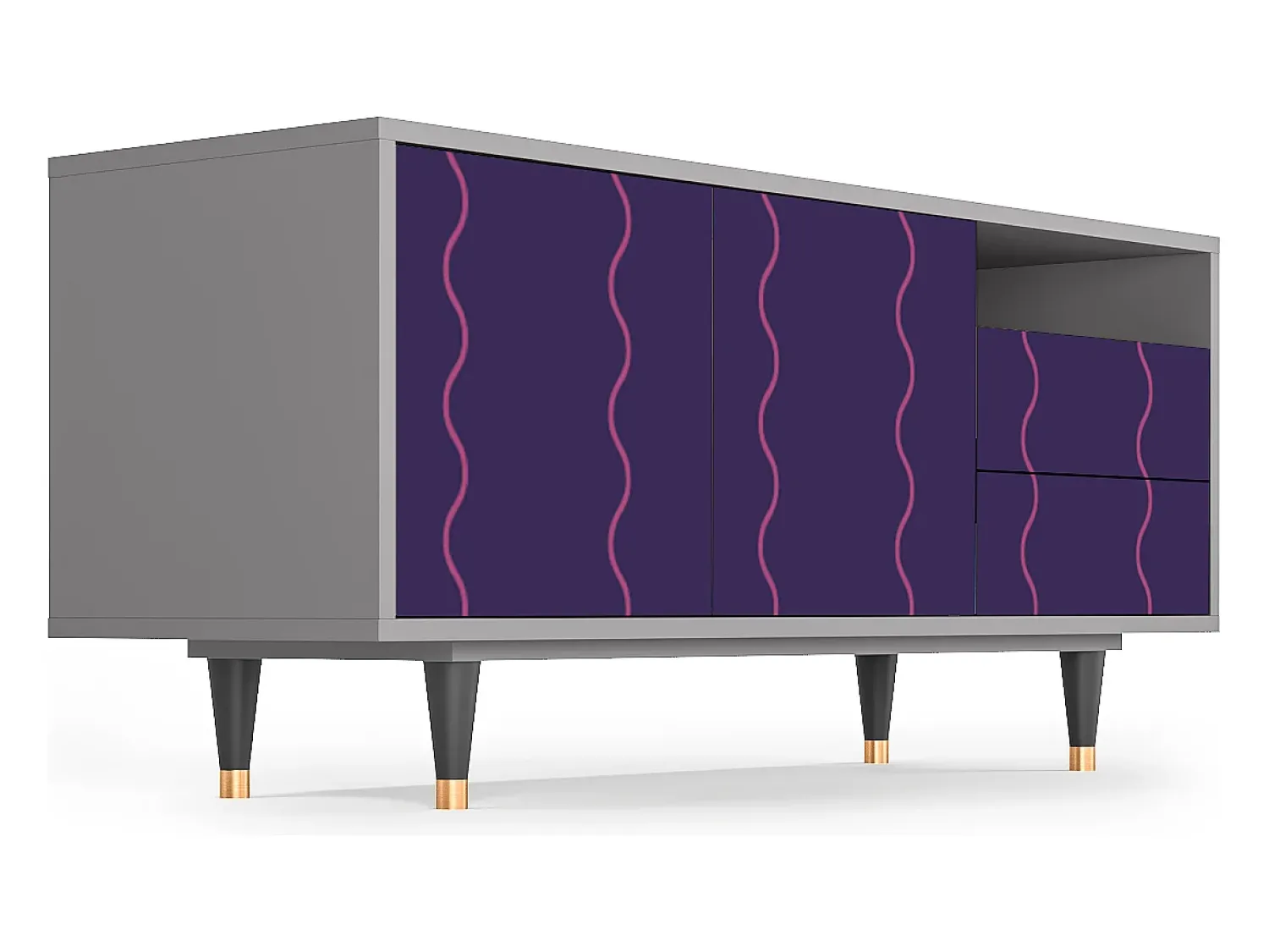 Mueble de TV - 125х56х41 cm - T7 - Grape Maccaroni, Cinza^ Móvel De Tv
