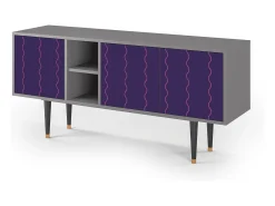 Móvel De Tv| Mueble de TV - 150х69х41 cm - T5 - Grape Maccaroni, Cinza Cinzento