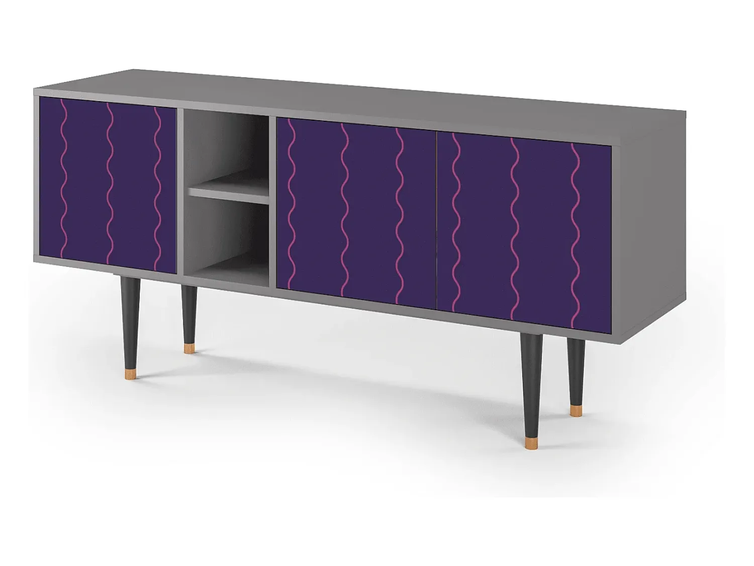 Móvel De Tv| Mueble de TV - 150х69х41 cm - T5 - Grape Maccaroni, Cinza Cinzento