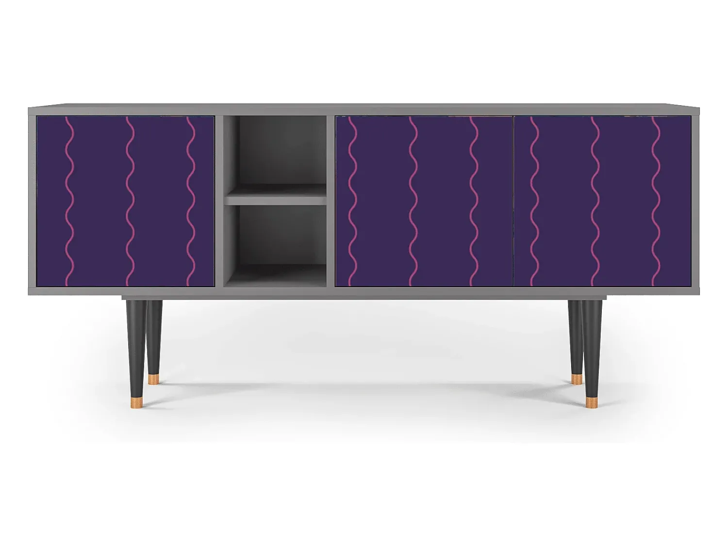 Móvel De Tv| Mueble de TV - 150х69х41 cm - T5 - Grape Maccaroni, Cinza Cinzento