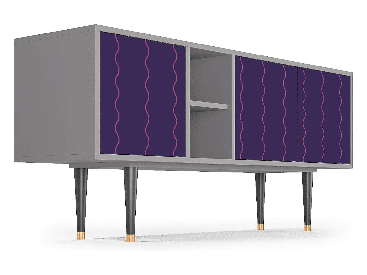 Móvel De Tv| Mueble de TV - 150х69х41 cm - T5 - Grape Maccaroni, Cinza Cinzento
