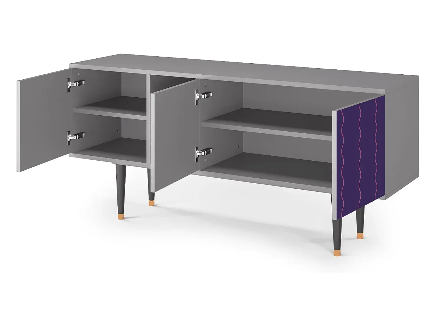 Móvel De Tv| Mueble de TV - 150х69х41 cm - T5 - Grape Maccaroni, Cinza Cinzento