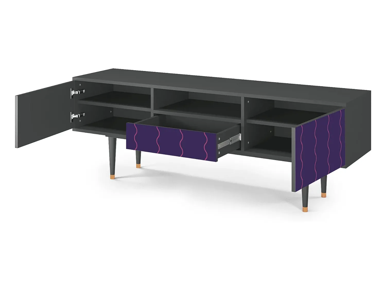 Móvel De Tv* Mueble de TV - 170х59х41 cm - T6 - Grape Maccaroni, Antracite Cinza antracite