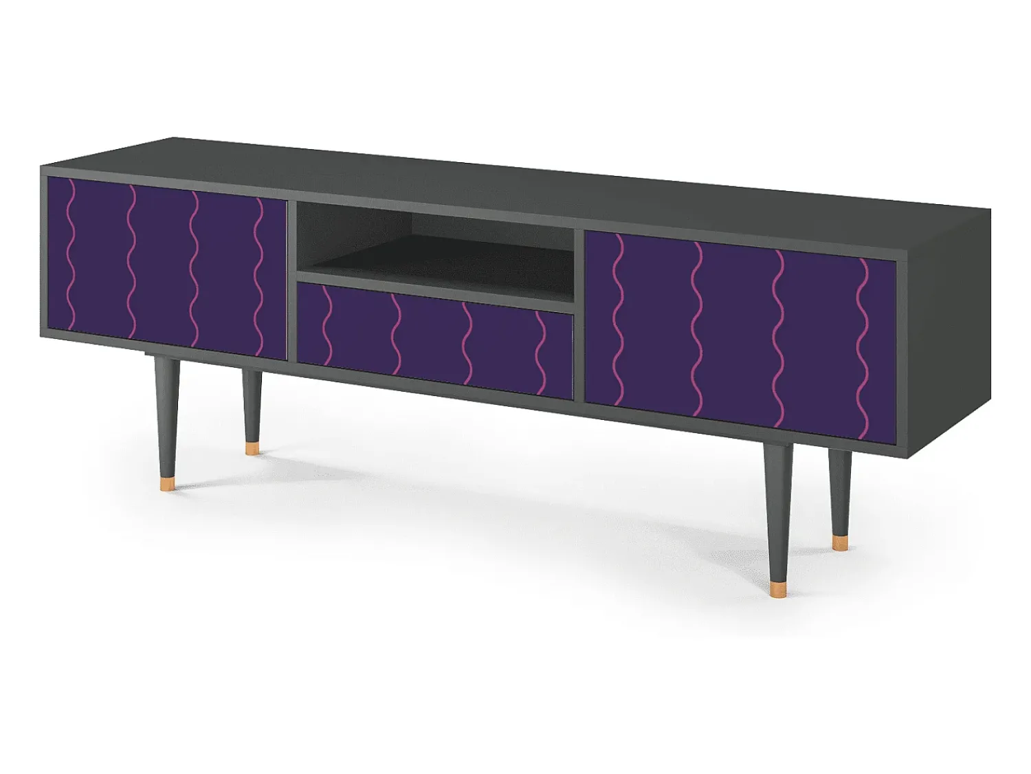 Móvel De Tv* Mueble de TV - 170х59х41 cm - T6 - Grape Maccaroni, Antracite Cinza antracite