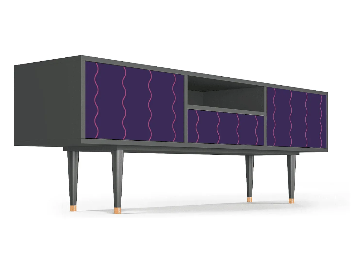 Móvel De Tv* Mueble de TV - 170х59х41 cm - T6 - Grape Maccaroni, Antracite Cinza antracite