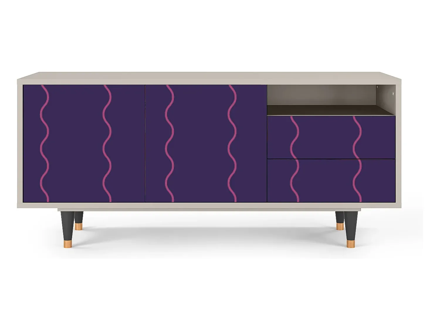 Móvel De Tv* Mueble de TV - 125х56х41 cm - T7 - Grape Maccaroni, Areia Bege