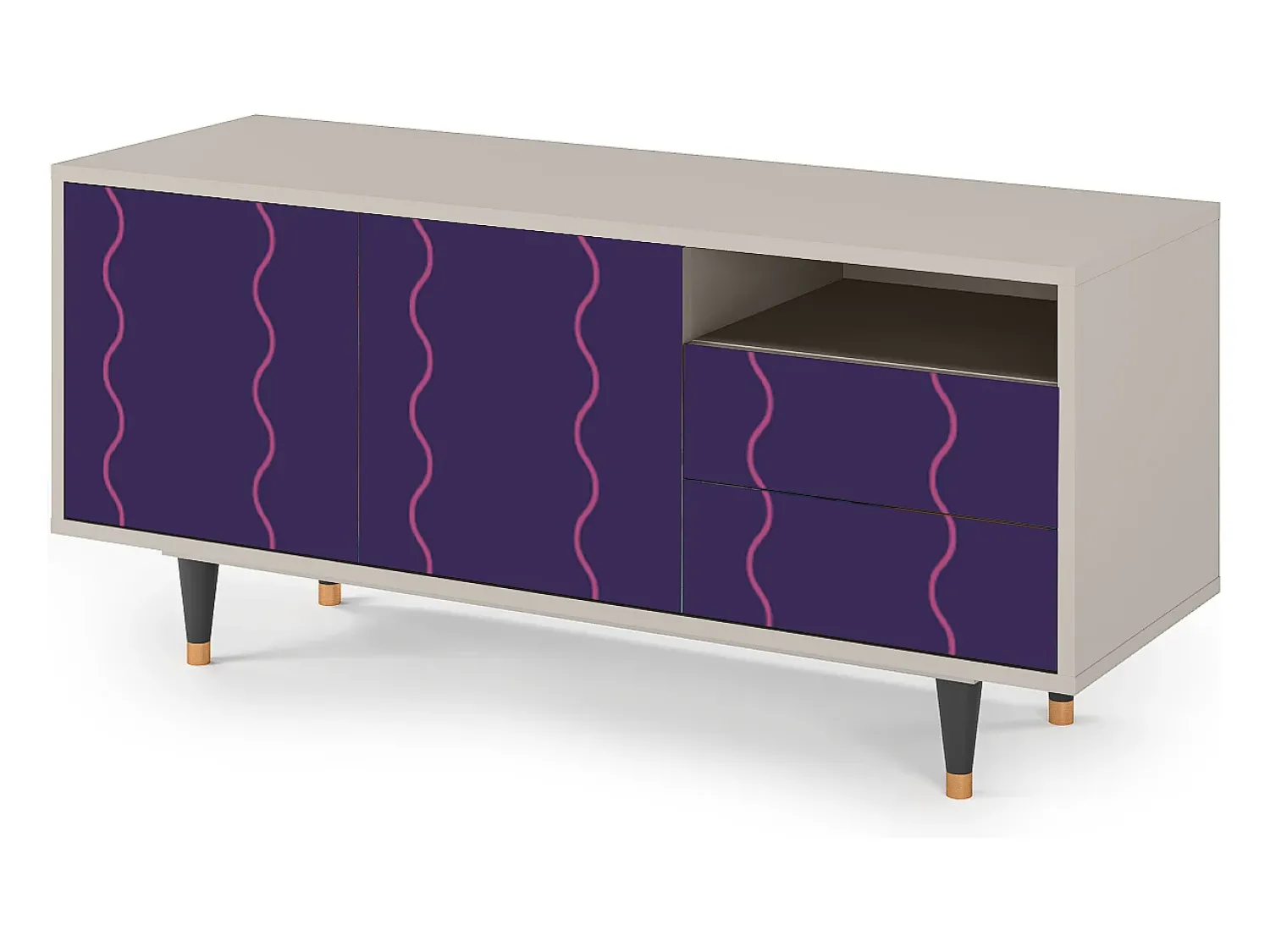Móvel De Tv* Mueble de TV - 125х56х41 cm - T7 - Grape Maccaroni, Areia Bege