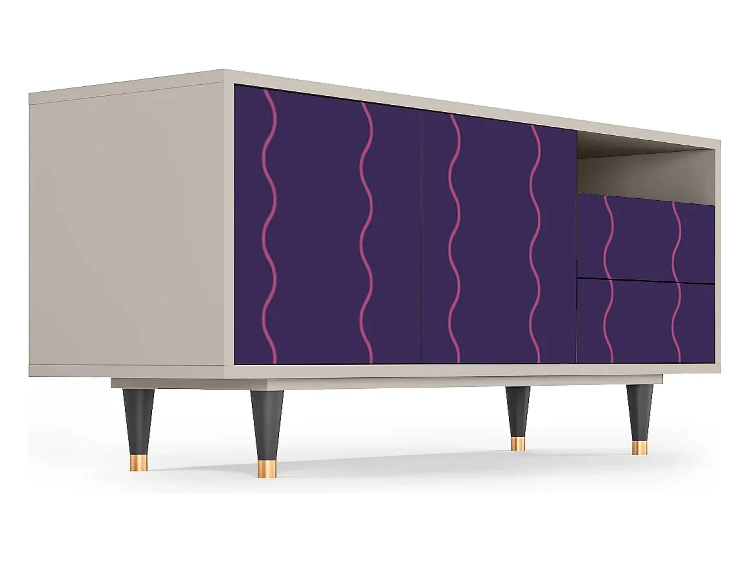 Móvel De Tv* Mueble de TV - 125х56х41 cm - T7 - Grape Maccaroni, Areia Bege
