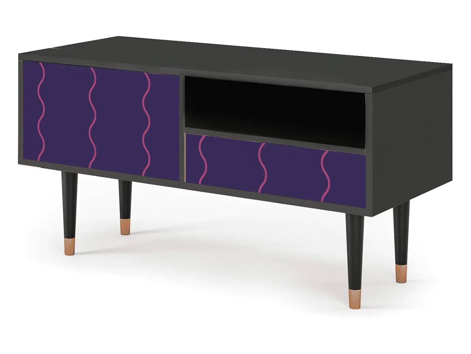 Móvel De Tv* Mueble de TV - 115х59х48 cm - T3 - Grape Maccaroni, Antracite Cinza antracite