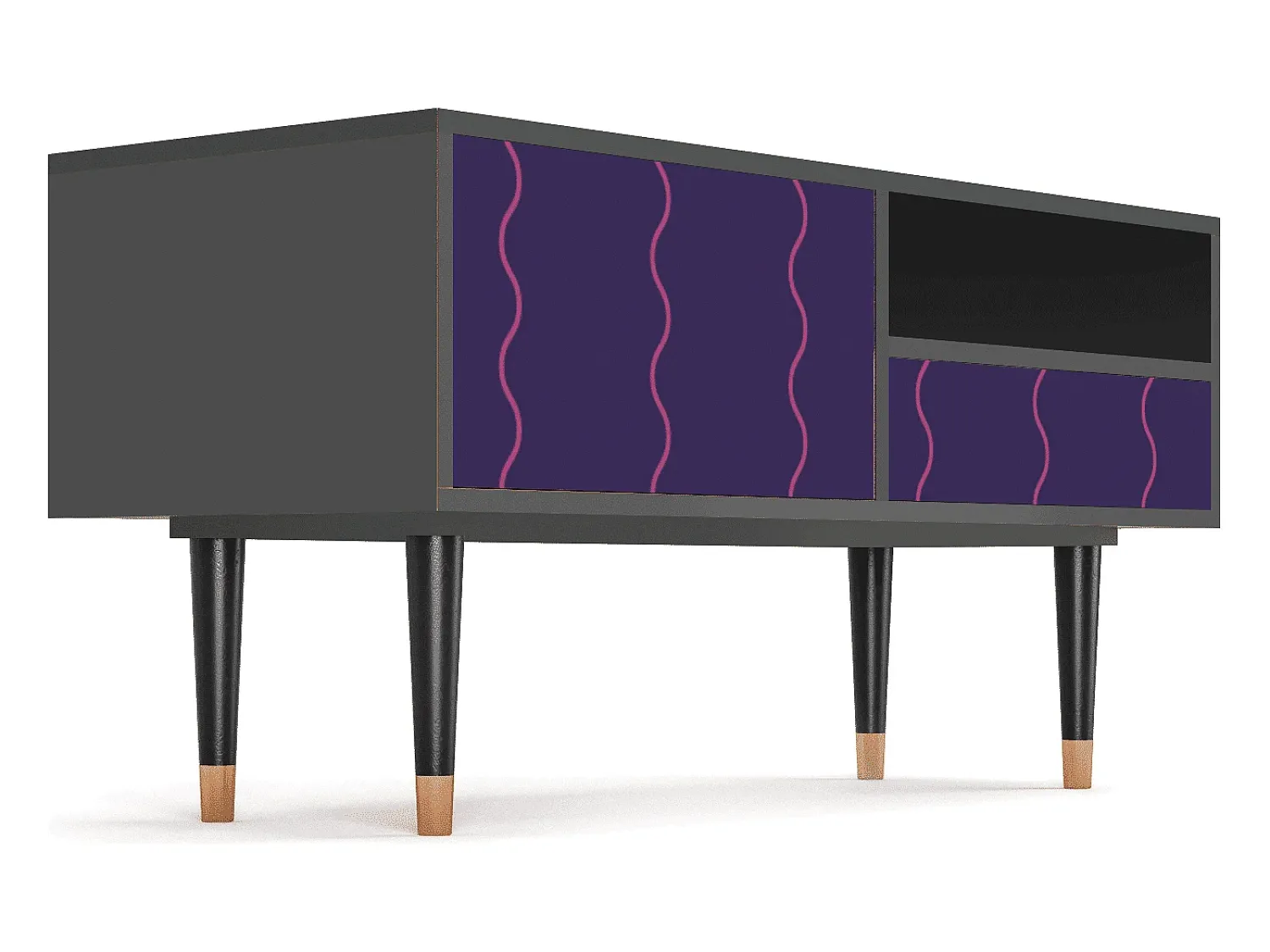 Móvel De Tv* Mueble de TV - 115х59х48 cm - T3 - Grape Maccaroni, Antracite Cinza antracite