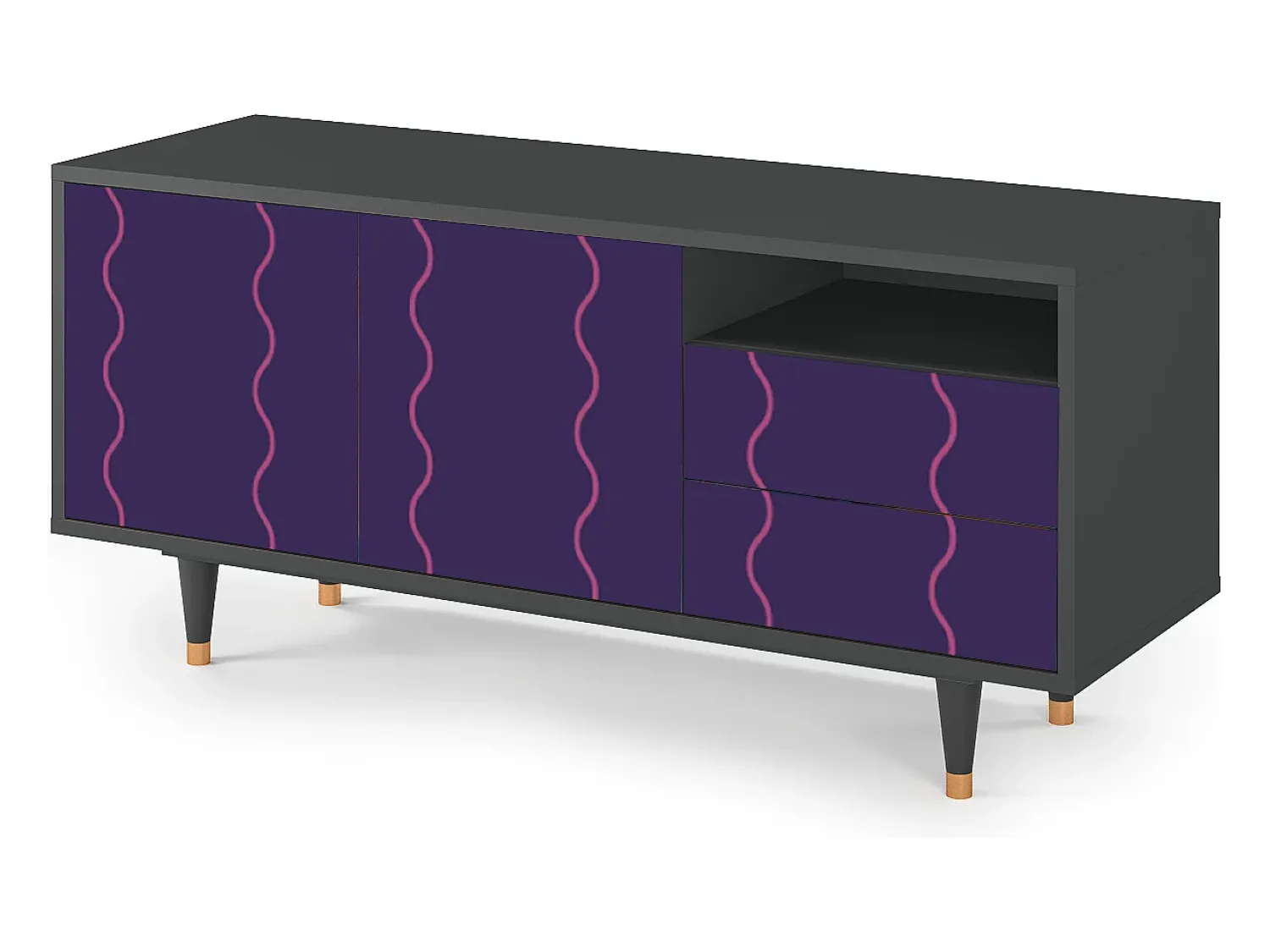 Móvel De Tv* Mueble de TV - 125х56х41 cm - T7 - Grape Maccaroni, Antracite Cinza antracite