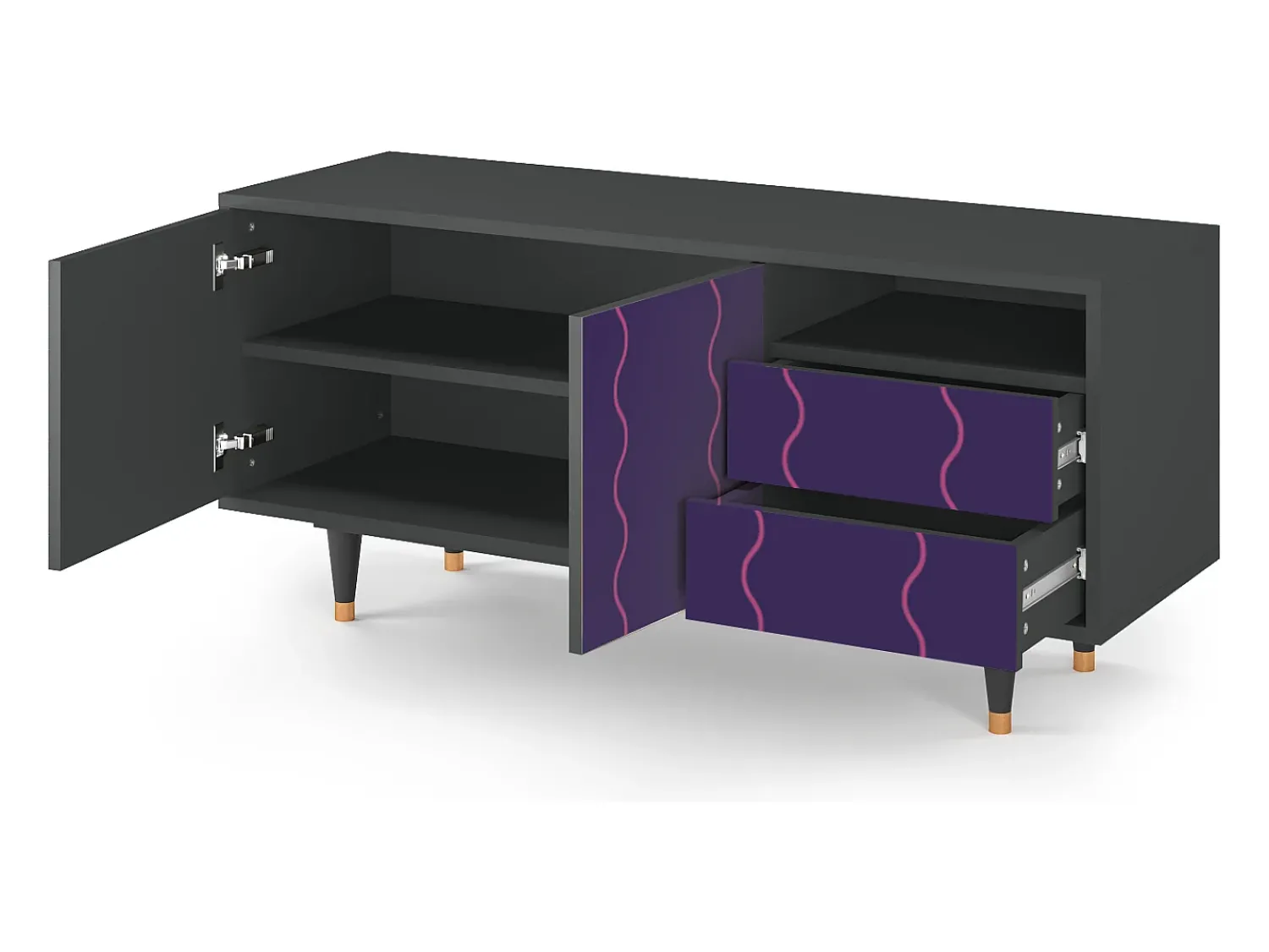 Móvel De Tv* Mueble de TV - 125х56х41 cm - T7 - Grape Maccaroni, Antracite Cinza antracite
