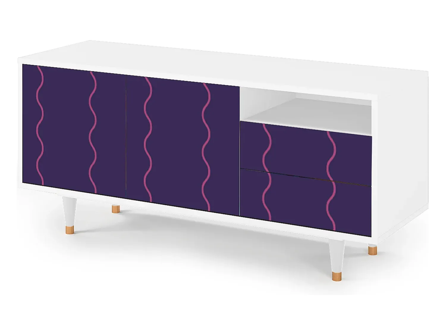 Móvel De Tv* Mueble de TV - 125х56х41 cm - T7 - Grape Maccaroni, Branco Bege