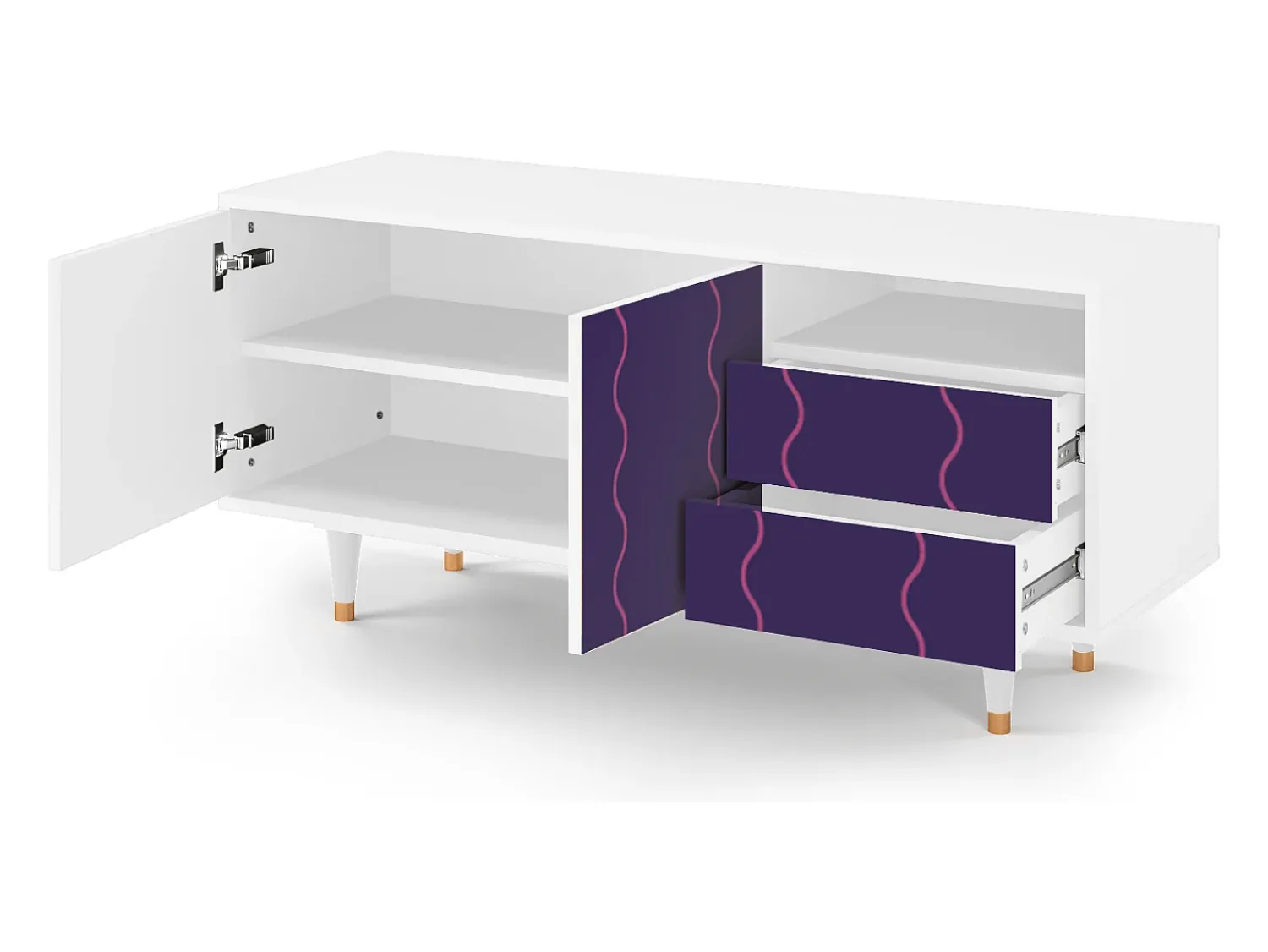 Móvel De Tv* Mueble de TV - 125х56х41 cm - T7 - Grape Maccaroni, Branco Bege