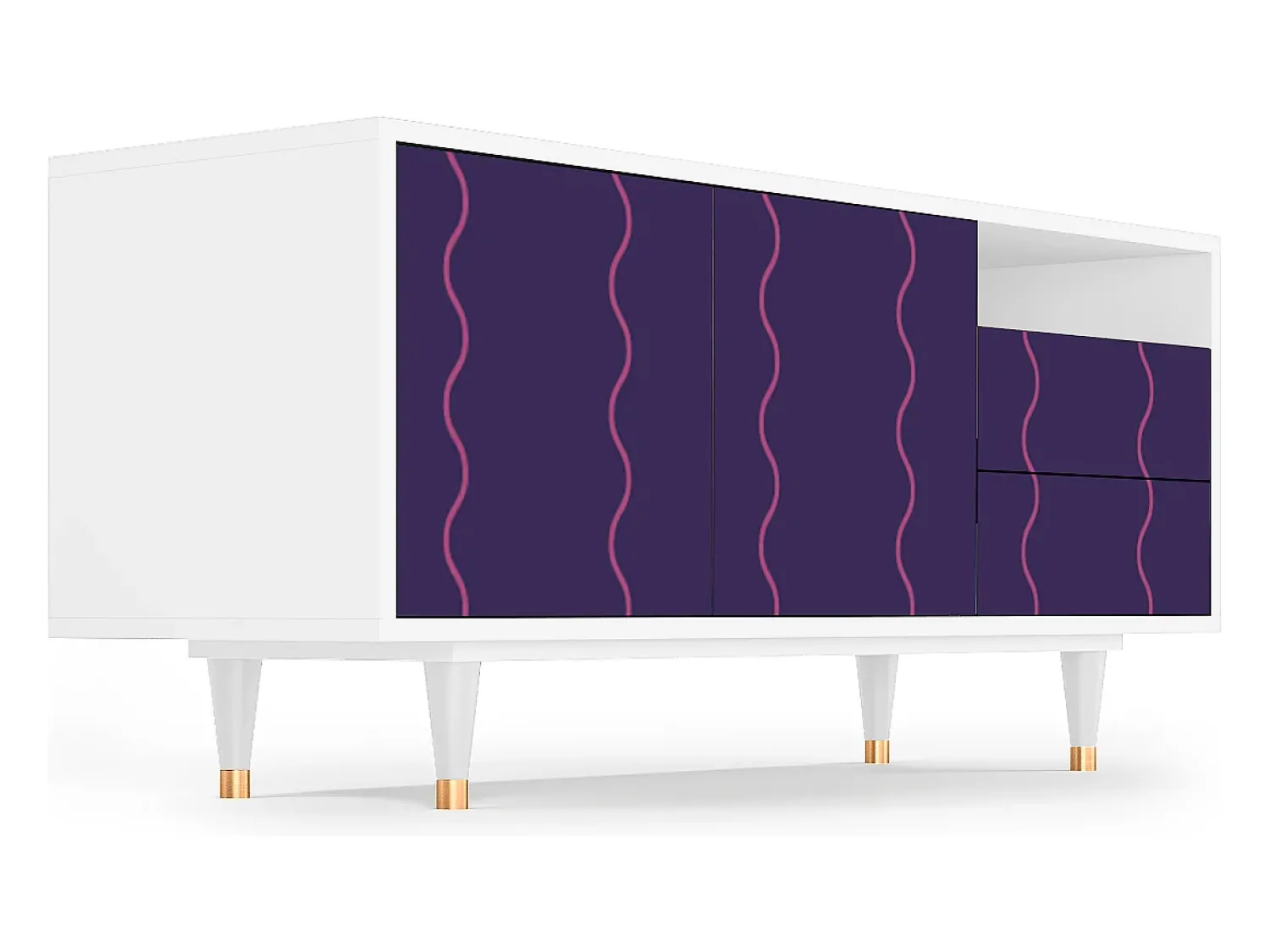 Móvel De Tv* Mueble de TV - 125х56х41 cm - T7 - Grape Maccaroni, Branco Bege