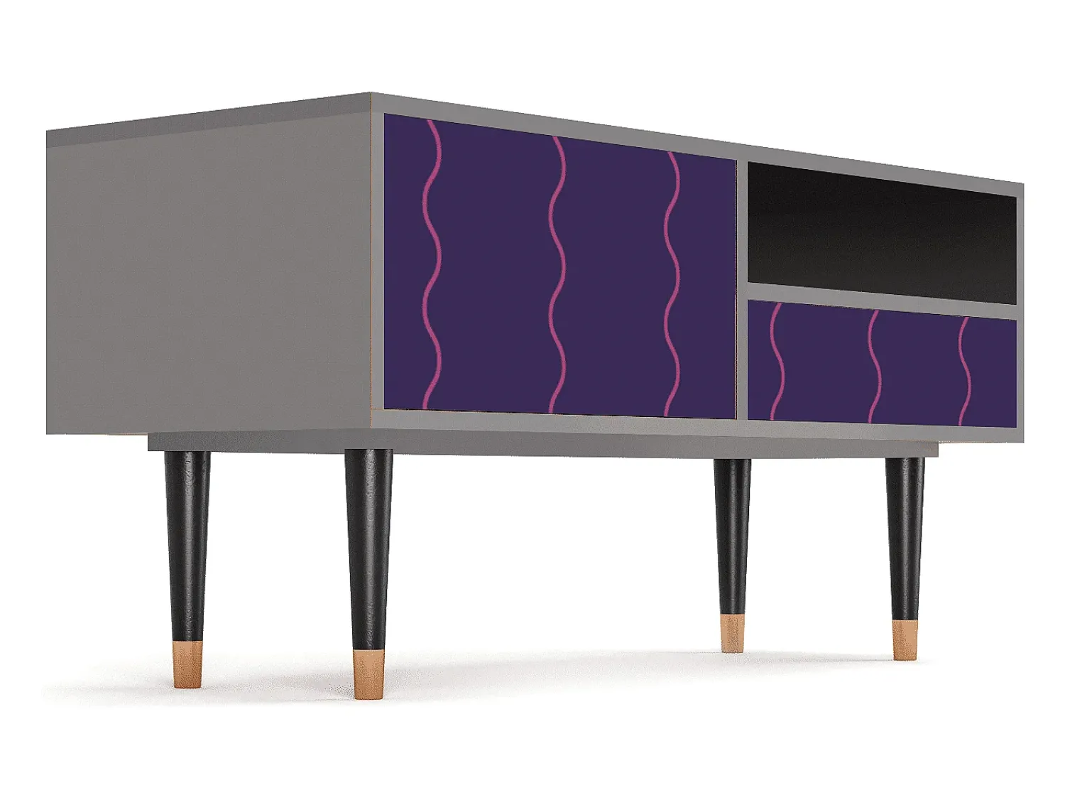 Móvel De Tv| Mueble de TV - 115х59х48 cm - T3 - Grape Maccaroni, Cinza Cinzento