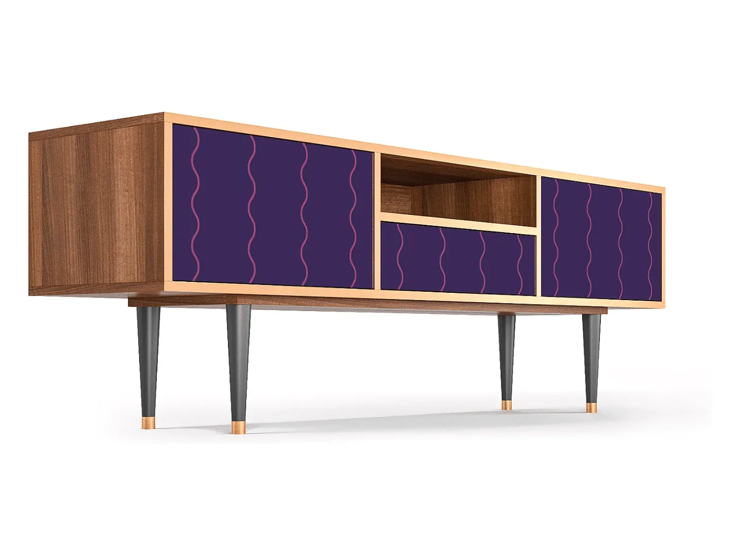 Móvel De Tv| Mueble de TV - 170х59х41 cm - T6 - Grape Maccaroni, Nogueira Castanho