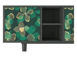 Móvel De Tv| Mueble de TV - 150х69х41 cm - T5 - Green Flower, Antracite Cinza antracite